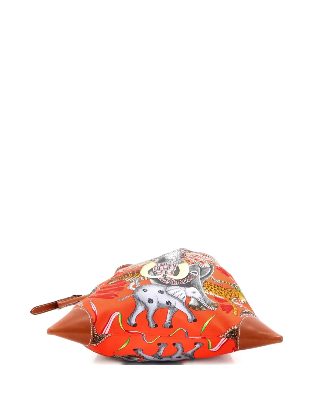Pre-owned Hermes Silky City Bag Printed Silk And Leather Pm Crossbody Bag In Orange