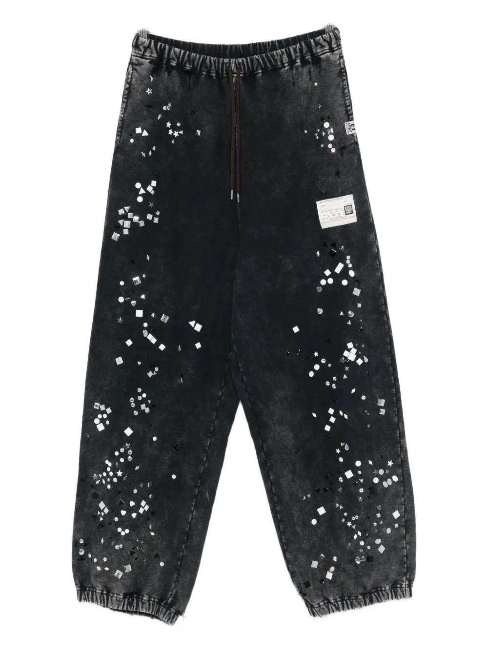 Miharayasuhiro Embellished Drawstring Track Pants In Black