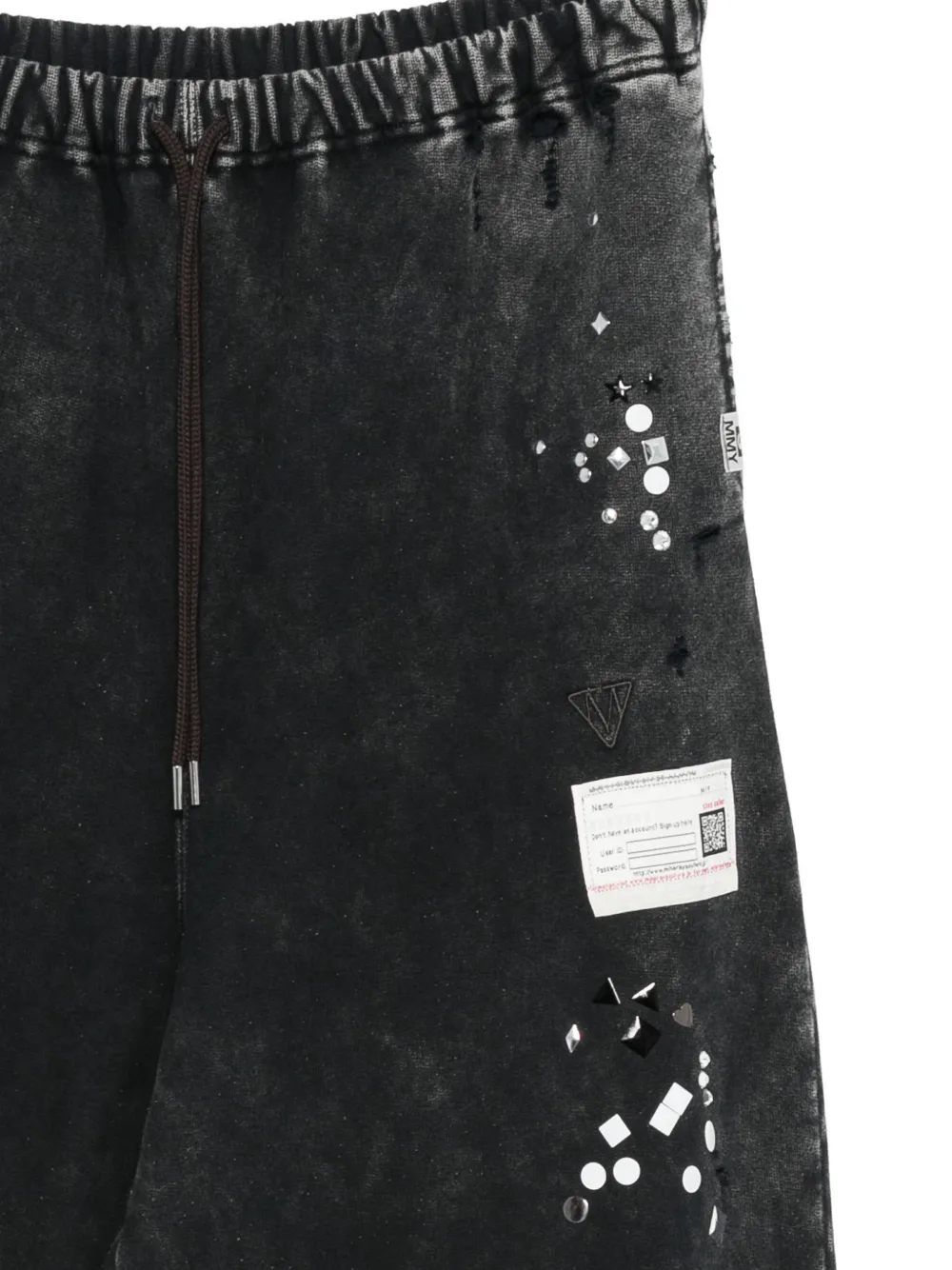 Miharayasuhiro Embellished Drawstring Track Pants In Black