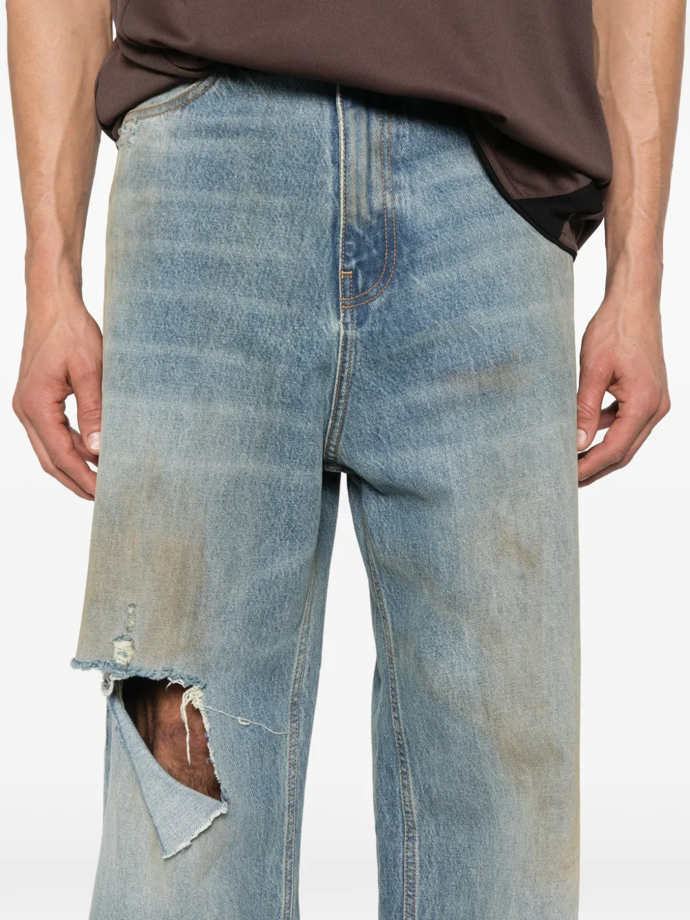 VETEMENTS Jeans met gerafeld effect en vijf zakken Blauw