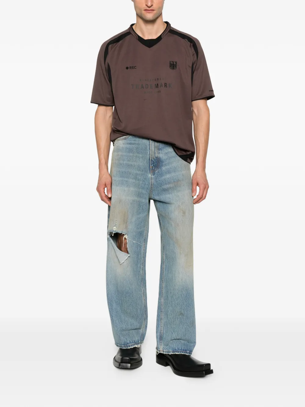 VETEMENTS distressed-effect five-pockets jeans - Blauw