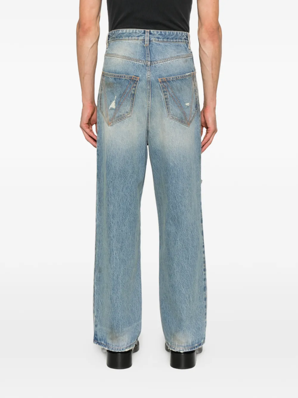 VETEMENTS Jeans met gerafeld effect en vijf zakken Blauw