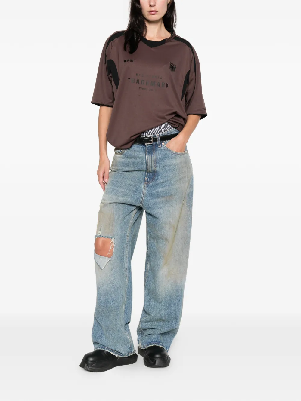 VETEMENTS Jeans met gerafeld effect en vijf zakken Blauw