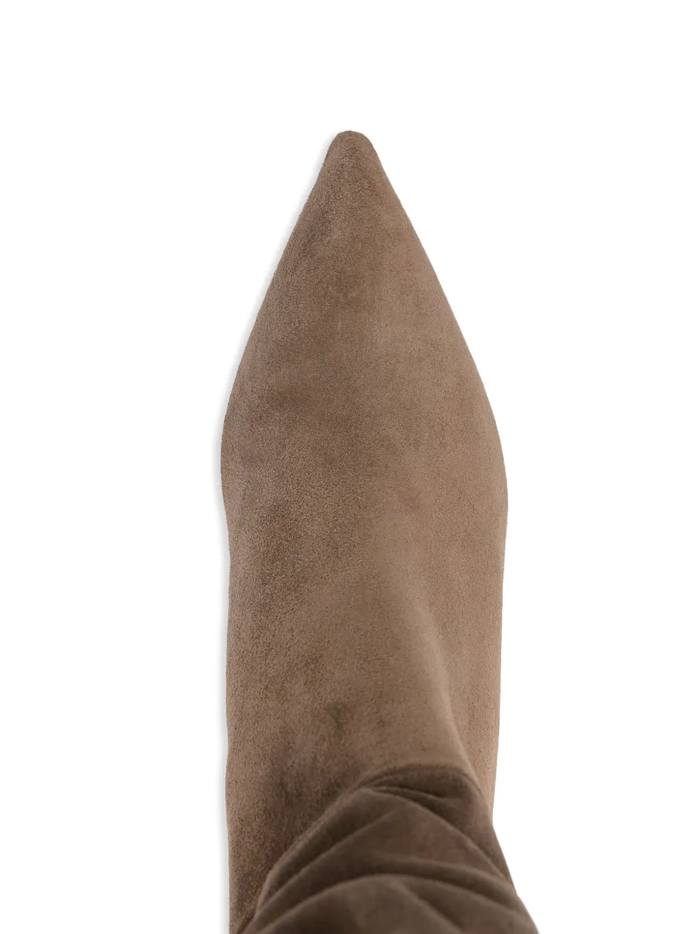 Gisel Moire 50mm Morgan Pointed Ruched Knee-high Boots In Brown