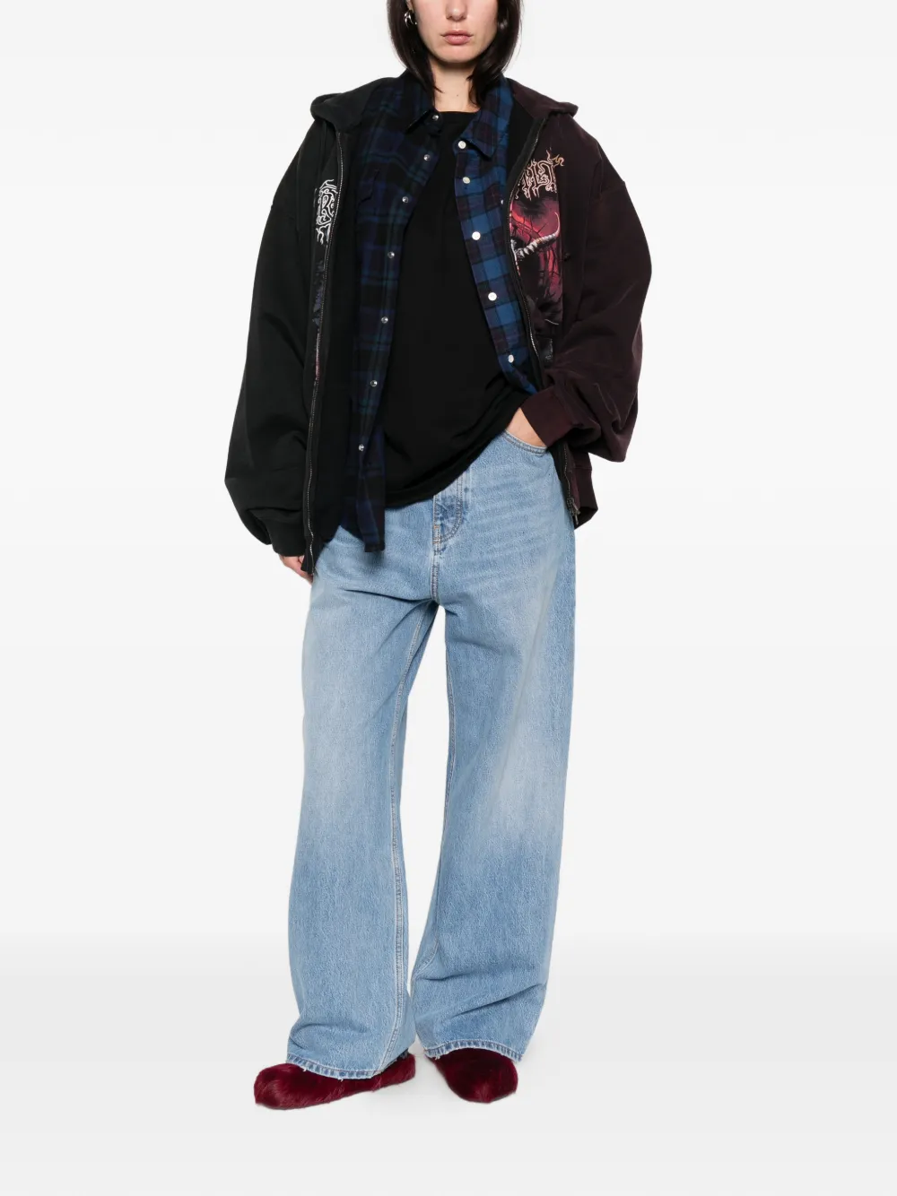 VETEMENTS Jeans met knoopsluiting en vijf zakken Blauw
