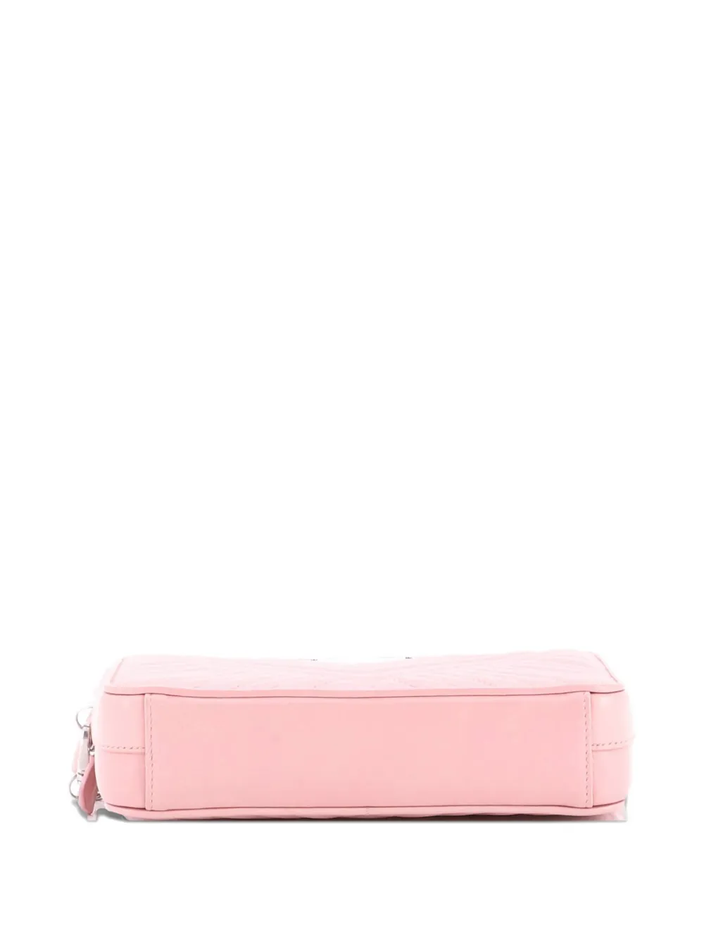Pre-owned Prada Double Zip Wallet On Chain Crossbody Chevron Leather Mini Shoulder Bag In Pink