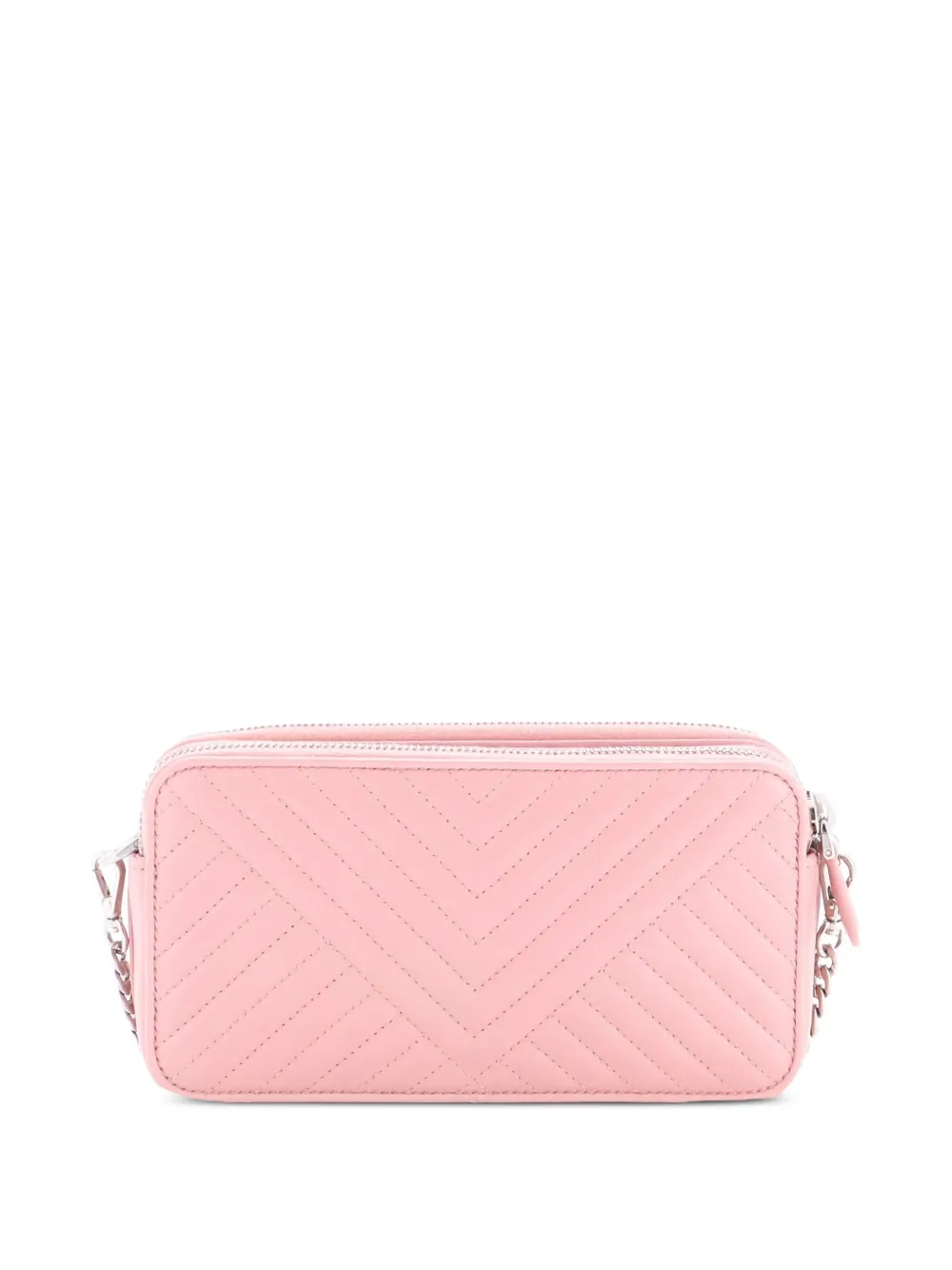 Prada Pre-Owned Double Zip Wallet on Chain Crossbody Chevron Leather Mini shoulder bag | Pre-Owned | Image 2