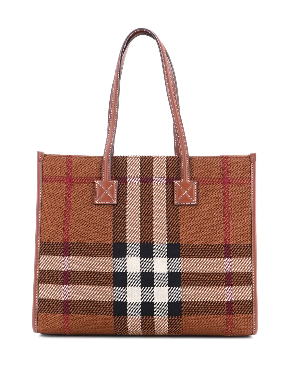 Burberry Pre-Owned Freya Shopping Check Canvas with Leather Small tote bag | Estilos de archivo | Image 2