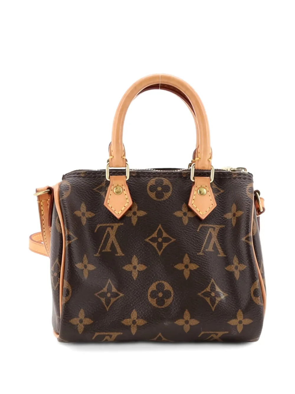 Pre-owned Louis Vuitton Speedy Bandouliere Bag Monogram Canvas Nano Crossbody Bag In Brown