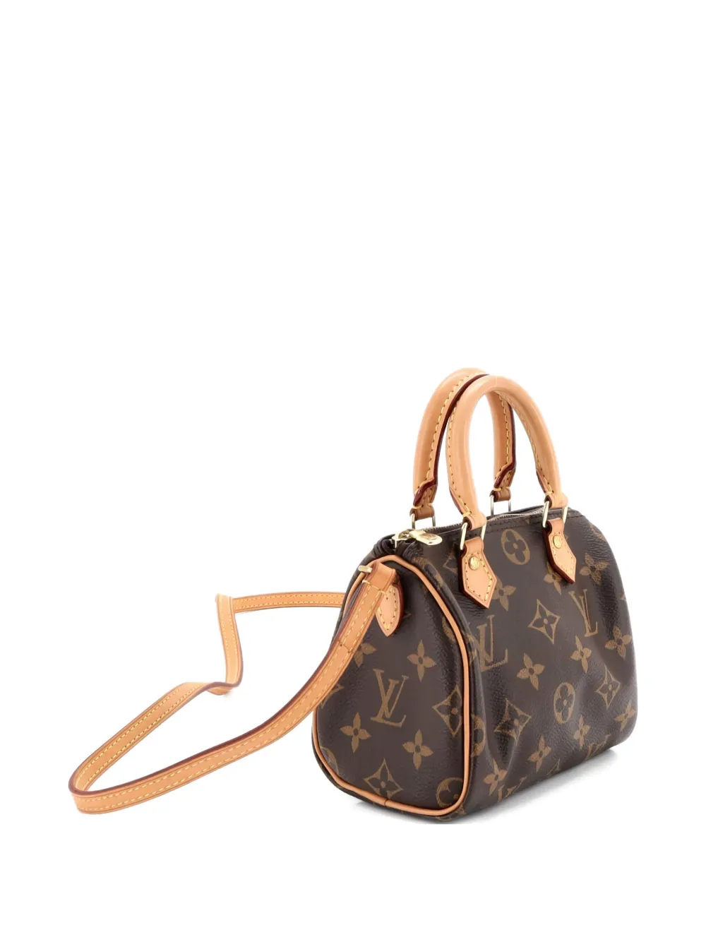 Pre-owned Louis Vuitton Speedy Bandouliere Bag Monogram Canvas Nano Crossbody Bag In Brown