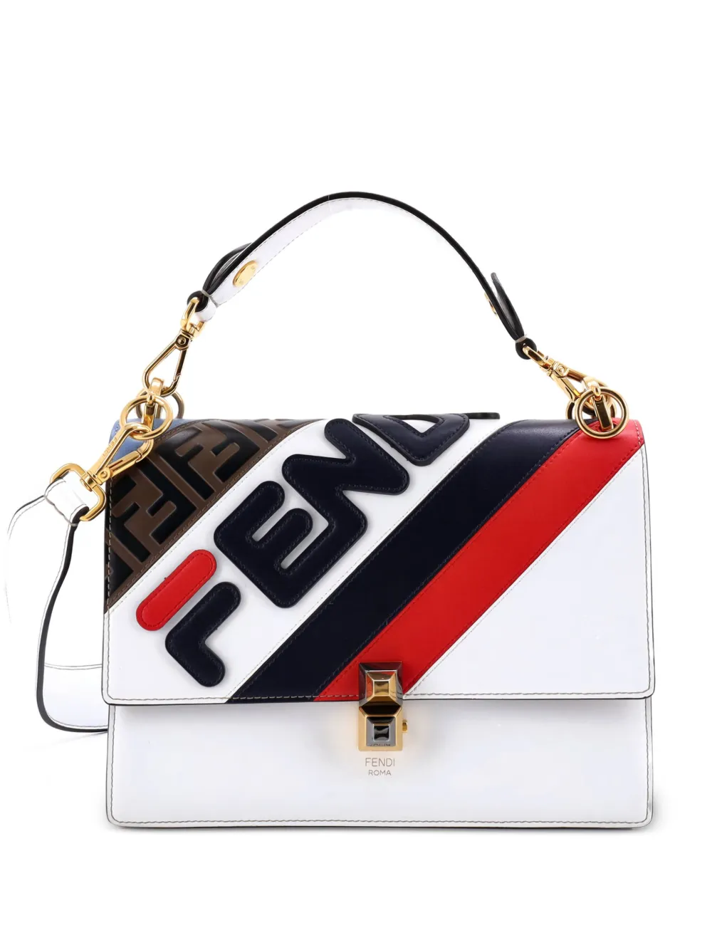 Fendi Pre-Owned Mania Logo Kan I Bag Inlaid Leather Medium shoulder