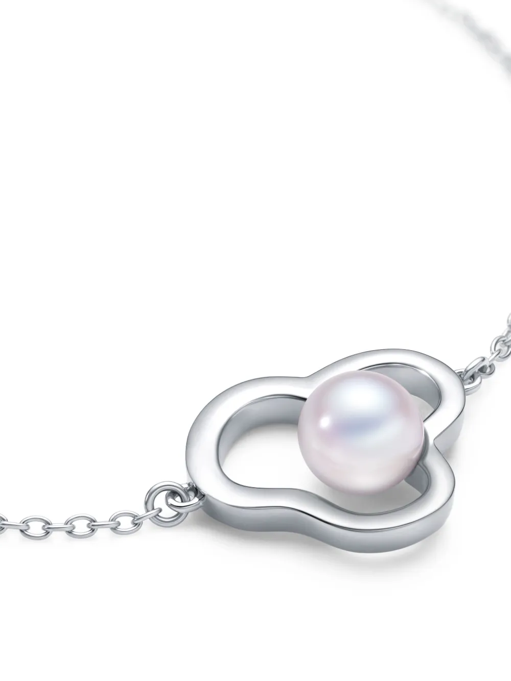  Tasaki 18k White Gold Collection Line Chants Signature Akoya Pearl Bracelet - Silver 
