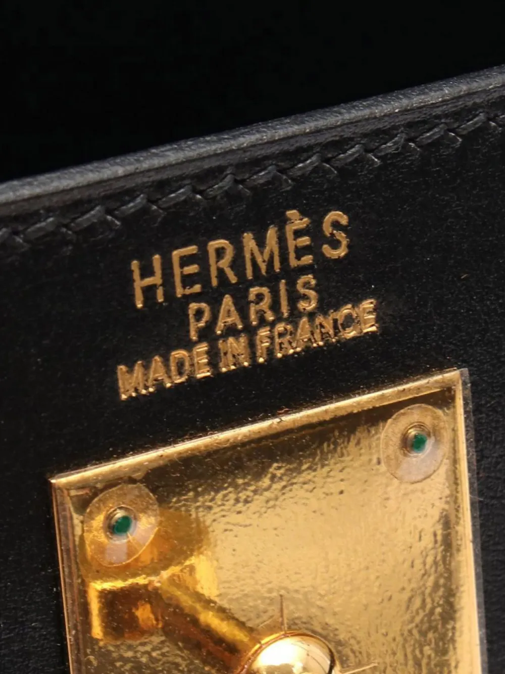 Pre-owned Hermes 2003 Box Calf Kelly Ii Sellier 32 Handbag In Black
