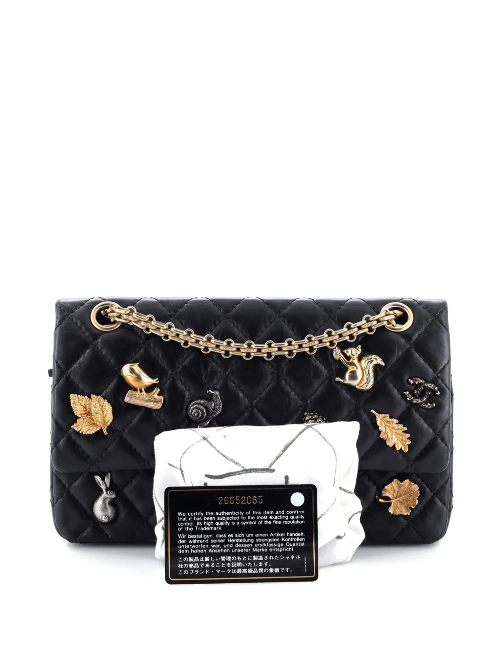 Pre-owned Chanel Lucky Charms Reissue 2.55 Flap Bag Quilted Aged Calfskin 225 Shoulder Bag In Black