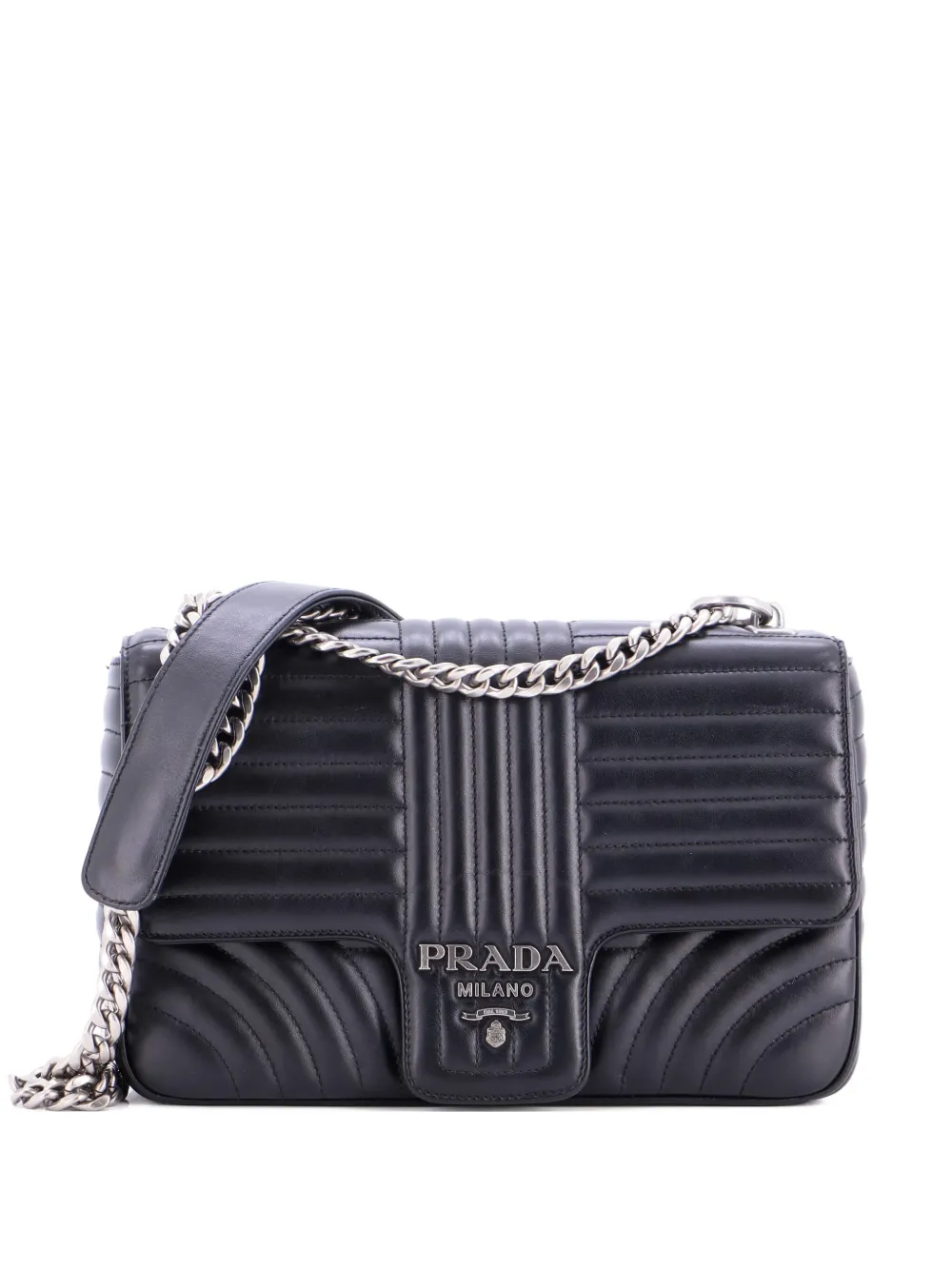 Prada Pre-Owned Chain Flap Shoulder Bag Diagramme Quilted Leather Prada Pre-Owned Chain Flap Shoulder Bag Diagramme Quilted Leather