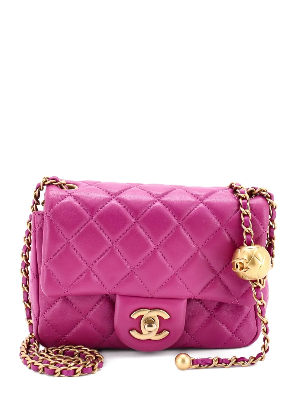 CHANEL Pre-Owned Pearl Crush Square Flap Bag Quilted Lambskin Mini CHANEL Pre-Owned Pearl Crush Square Flap Bag Quilted Lambskin Mini