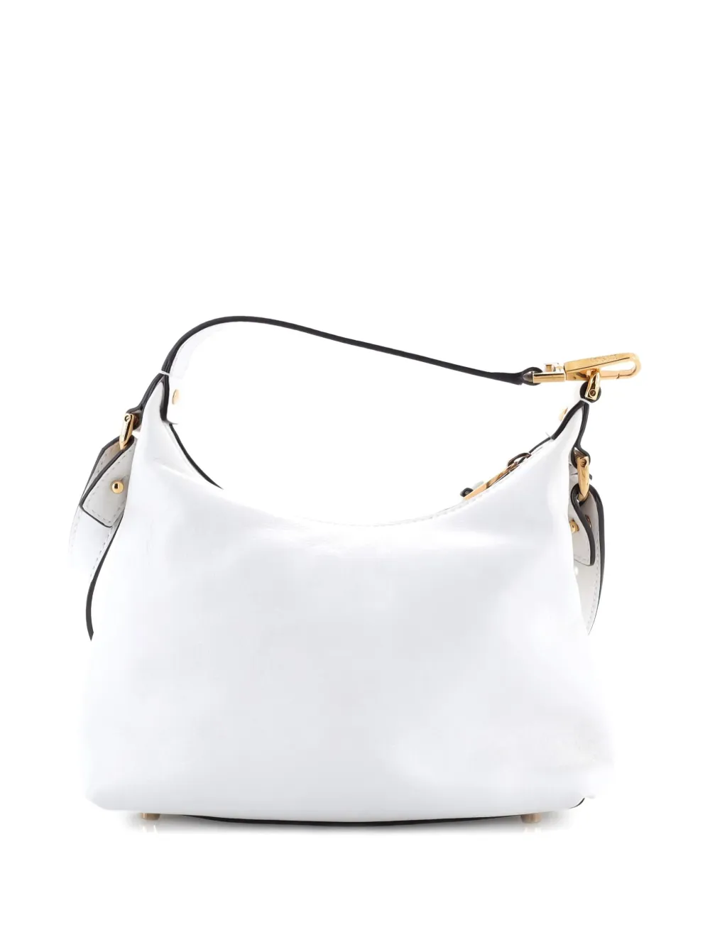 Pre-owned Versace Tag Leather Hobo Bag In White
