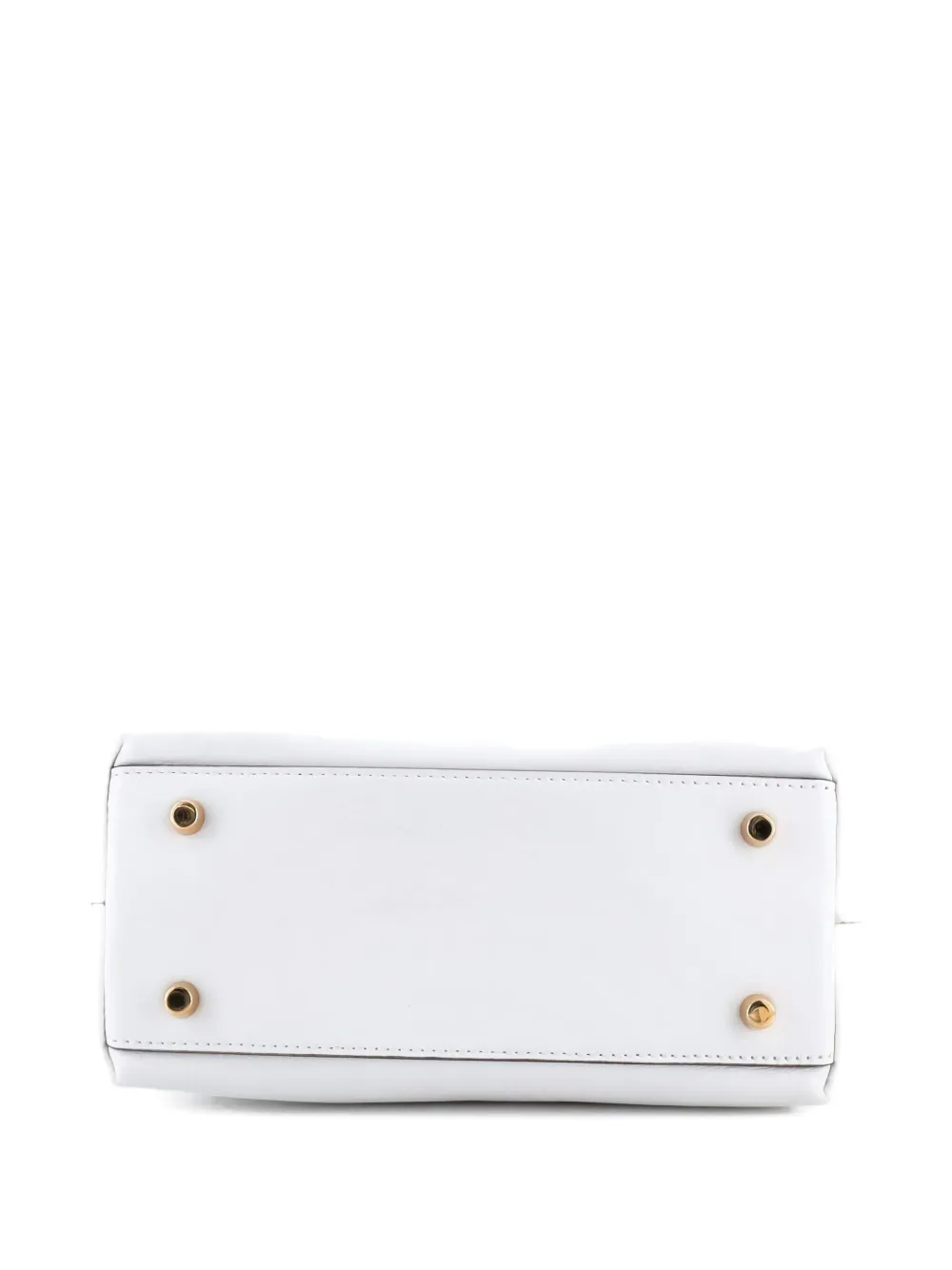 Pre-owned Versace Tag Leather Hobo Bag In White