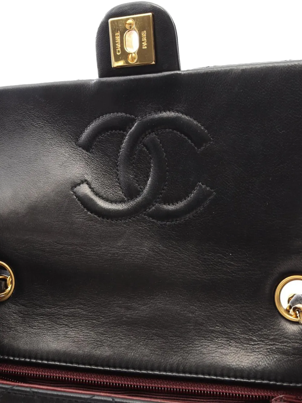 Pre-owned Chanel 1991-1994 Mini Quilted Lambskin Square Single Flap Shoulder Bag In Black