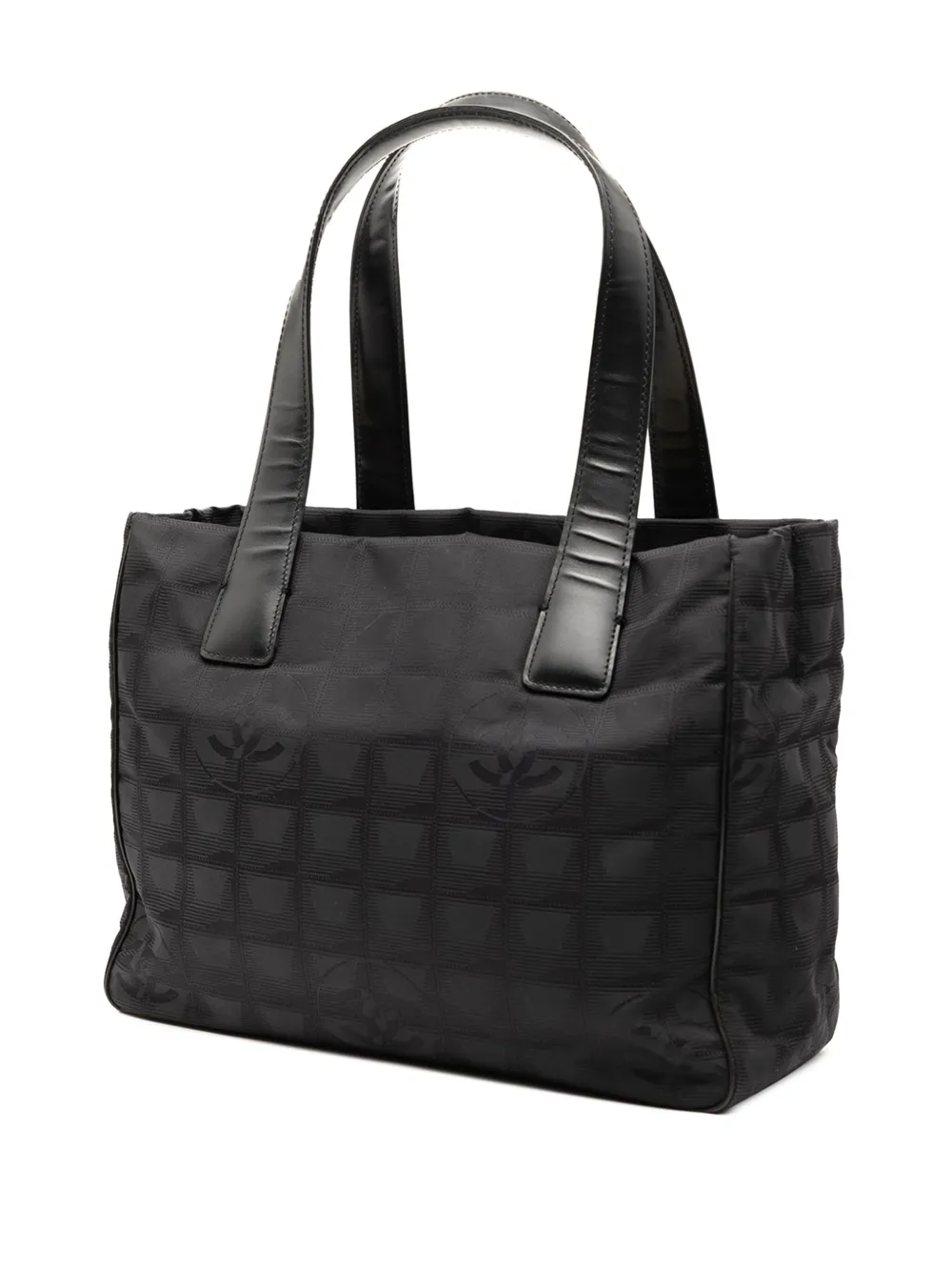 Pre-owned Chanel 2003-2004 New Travel Line Nylon Tote Bag In Black