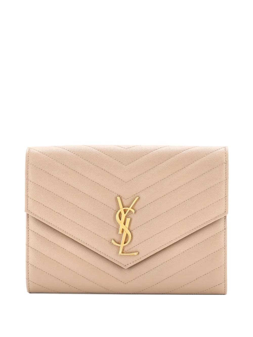 Saint Laurent Pre-Owned Classic Monogram Envelope Wristlet Matelasse Chevron Leather clutch bag | Neutrals | Image 1