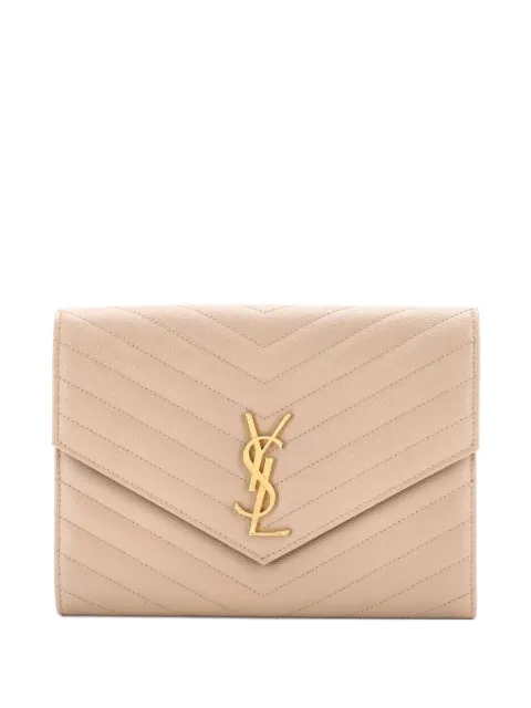 Saint Laurent Pre-Owned Classic Monogram Envelope Wristlet Matelasse Chevron Leather clutch bag