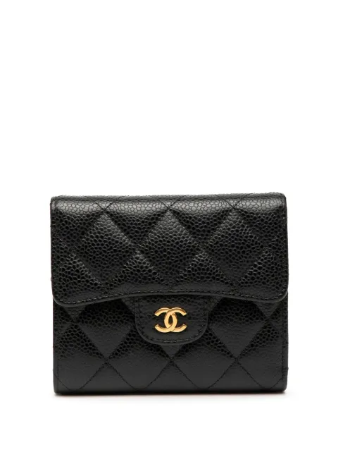 CHANEL Pre-Owned 2018-2019 CC Quilted Caviar Compact Flap Wallet small wallets