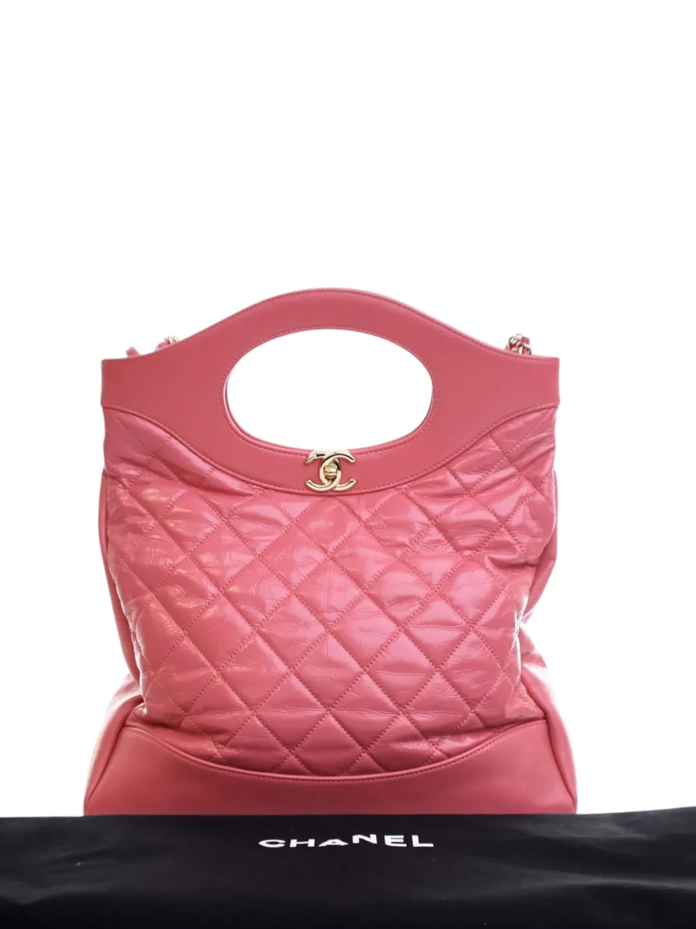 Pre-owned Chanel 2019 Small Shiny Aged Calfskin 31 Shopping Bag Satchel In Pink