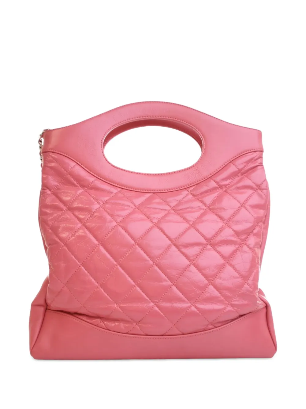 Pre-owned Chanel 2019 Small Shiny Aged Calfskin 31 Shopping Bag Satchel In Pink