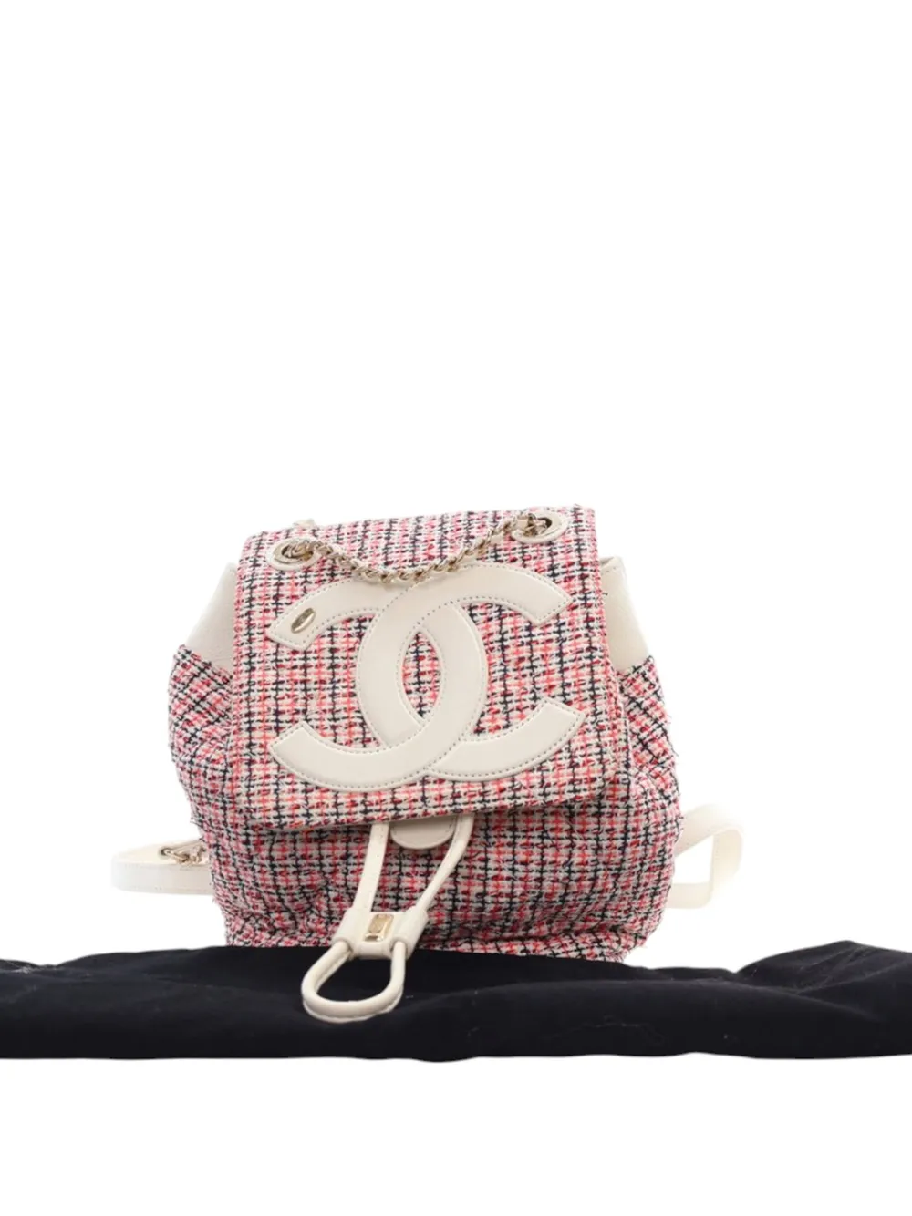 Pre-owned Chanel 2019 Tweed And Lambskin Cc Mania Backpack In Red