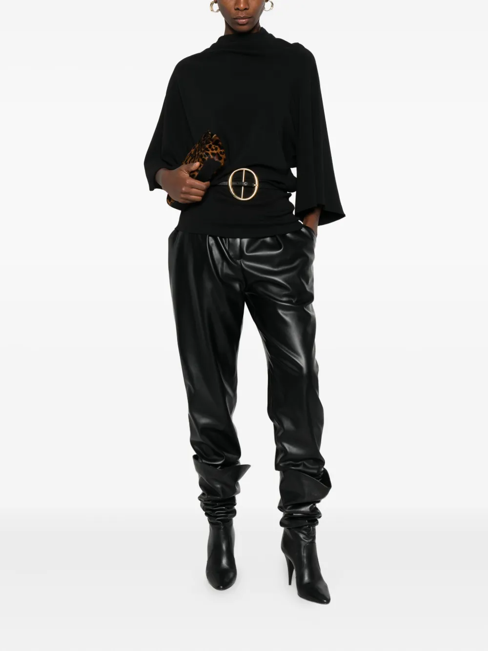 Balmain Faux-leather Trousers In Black