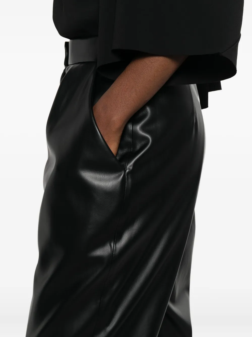 Balmain Faux-leather Trousers In Black