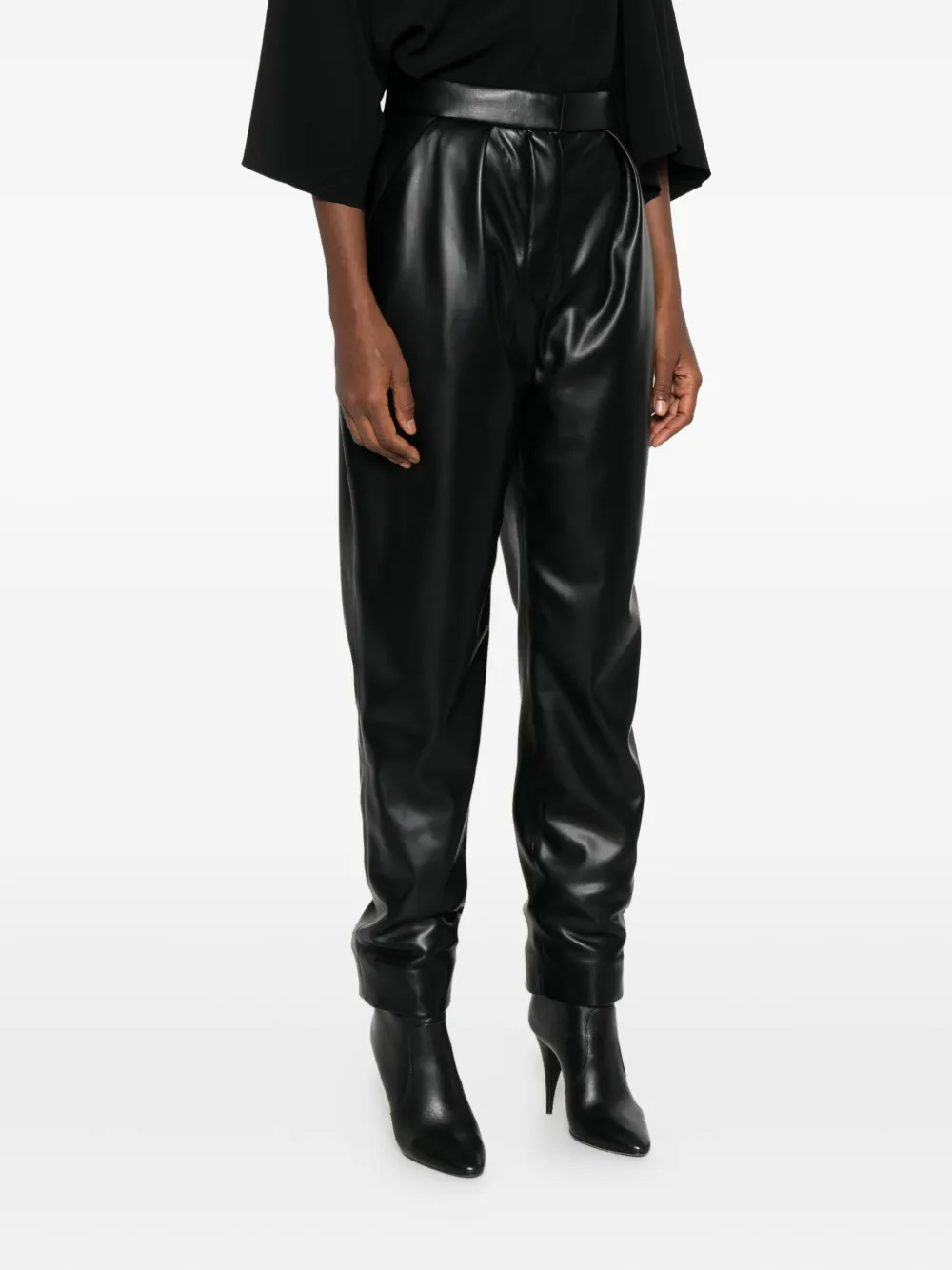 Balmain Faux-leather Trousers In Black
