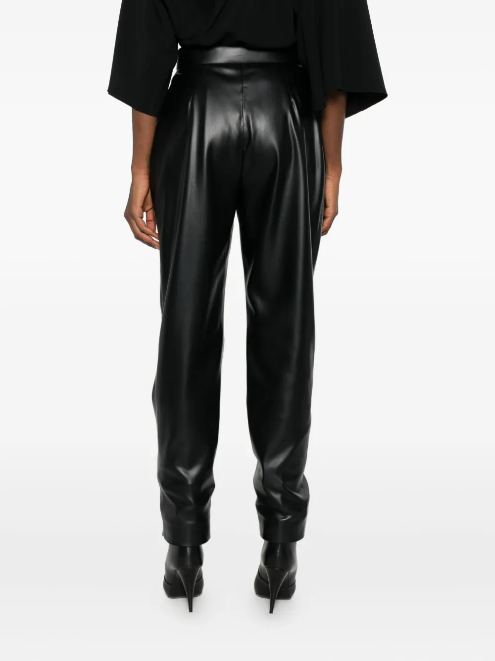 Balmain Faux-leather Trousers In Black