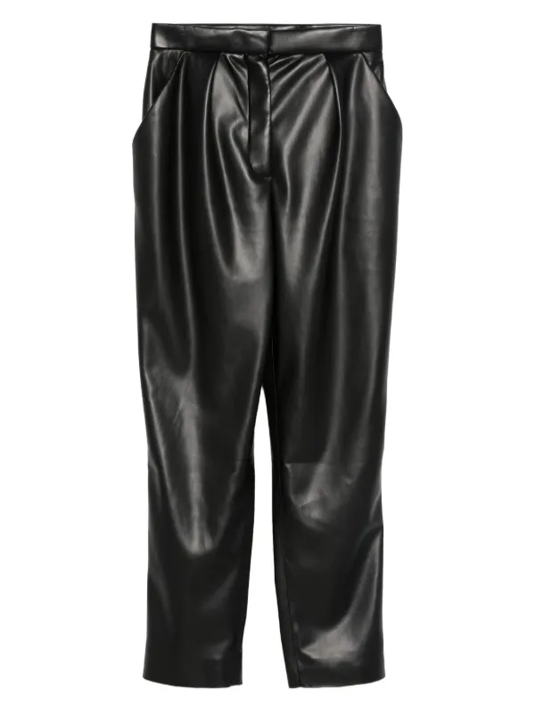 Balmain Faux-leather Trousers in Black