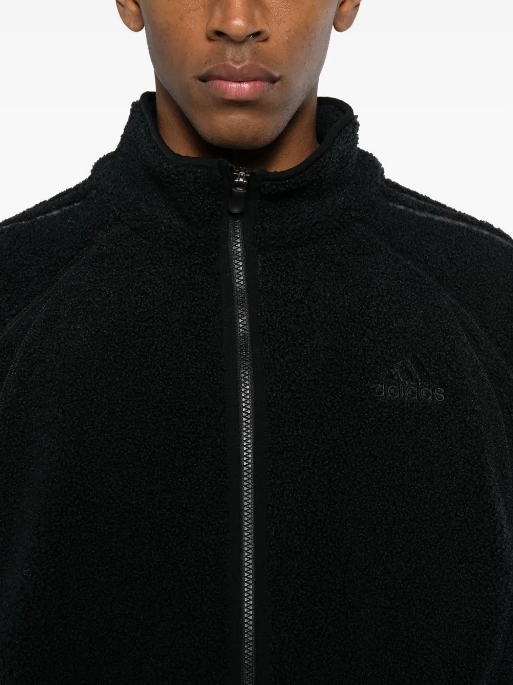 adidas Borg sweater met drie strepen en rits Zwart