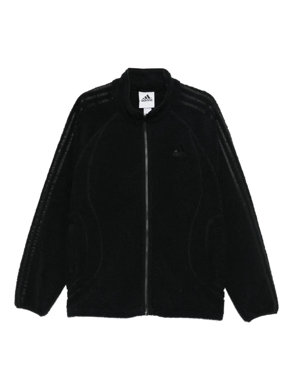 adidas sweat zippé à rayures Borg | noir | Image 1