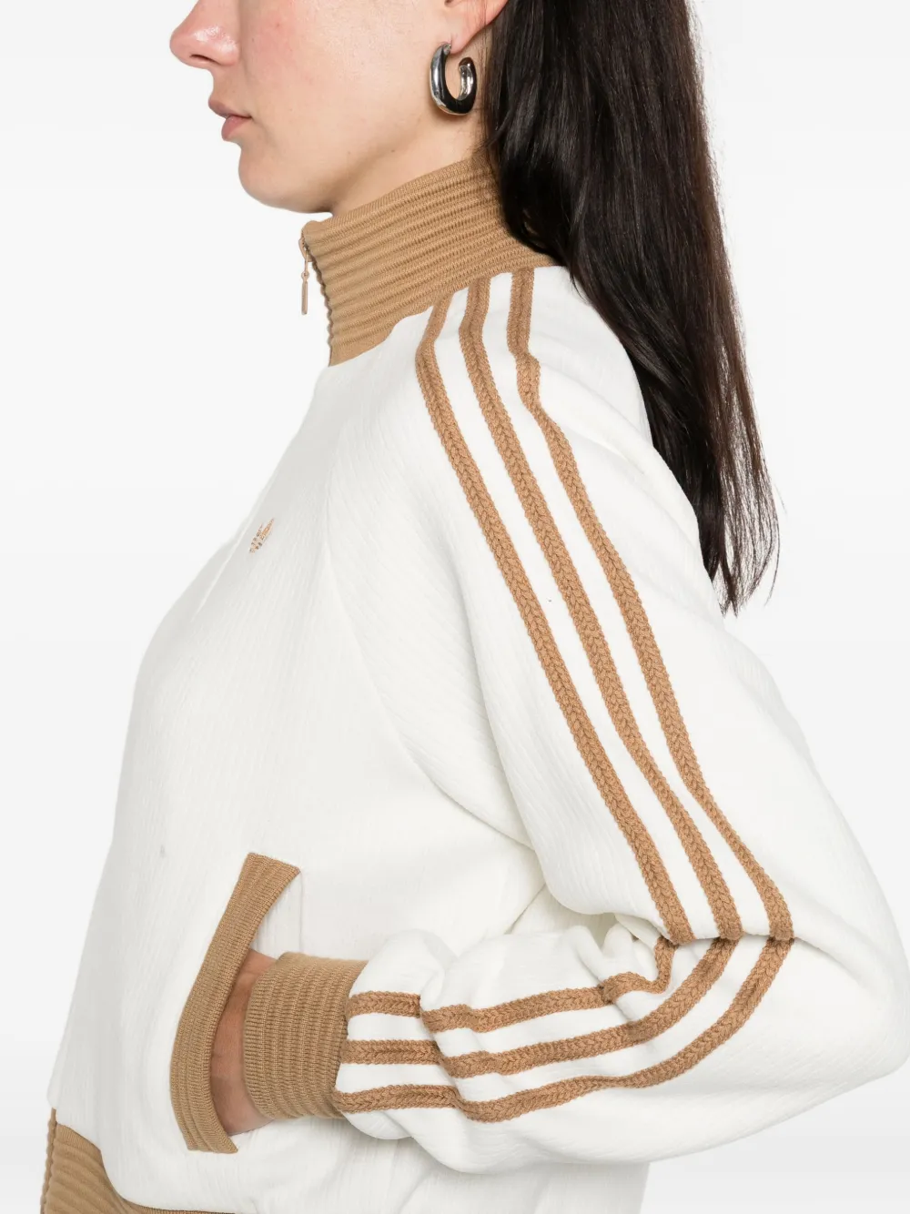 Adidas Originals Velour Zipped Sweatshirt In White