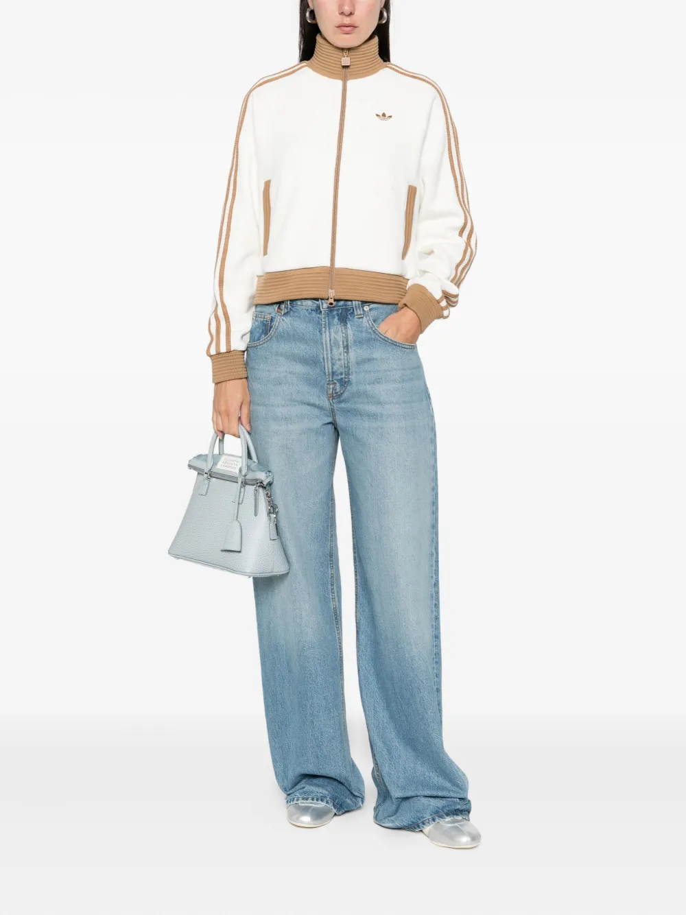 Adidas Originals Velour Zipped Sweatshirt In White