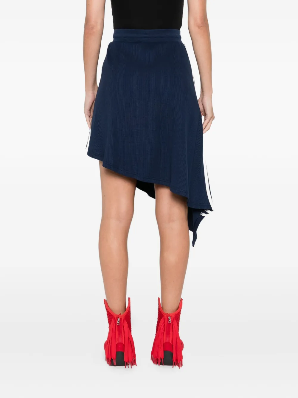 Adidas Originals Waffle-texture Asymmetric Midi Skirt In Blue