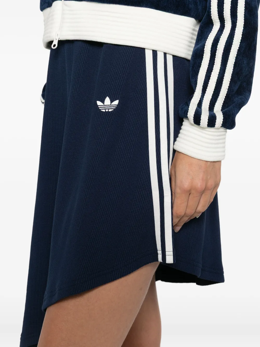 Adidas Originals Waffle-texture Asymmetric Midi Skirt In Blue