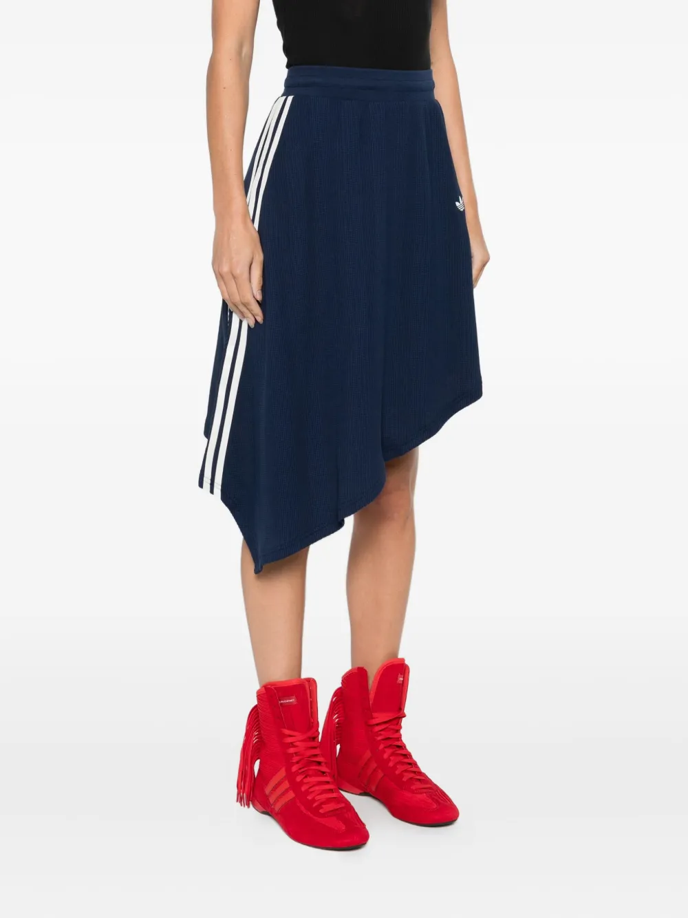 Adidas Originals Waffle-texture Asymmetric Midi Skirt In Blue