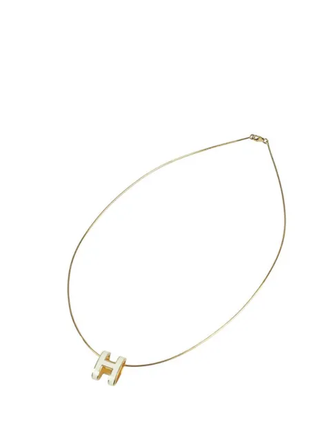 Hermès Pre-Owned 2000-2020 Gold Plated Enamel Pop H Pendant Necklace costume necklace