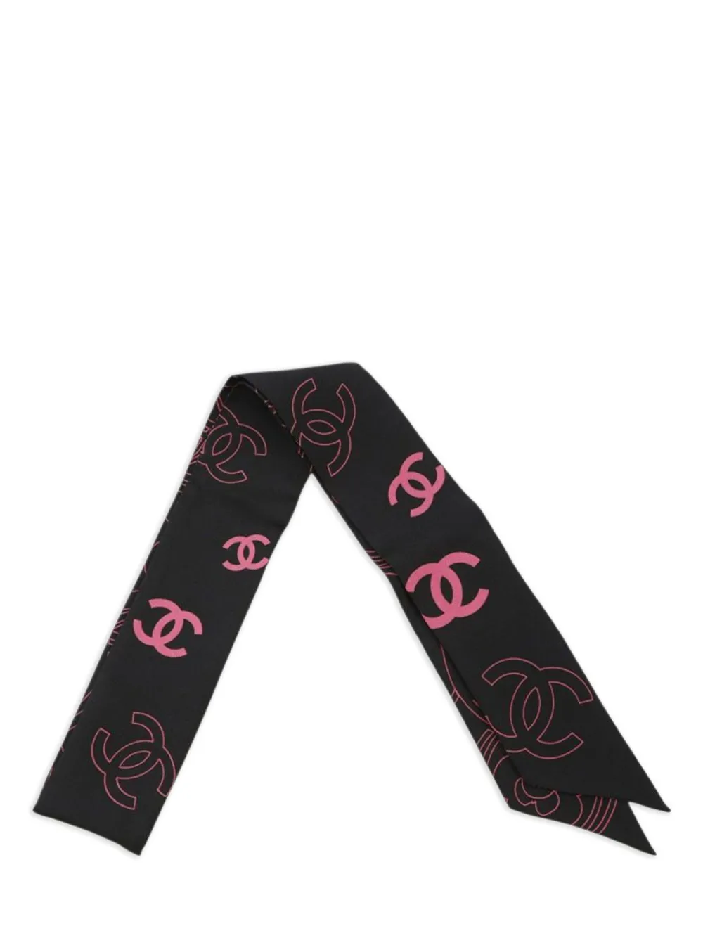 CHANEL Pre-Owned 2000-2025 CC Silk Bandeau Scarf scarves - ブラック CHANEL Pre-Owned 2000-2025 CC Silk Bandeau Scarf scarves - ブラック
