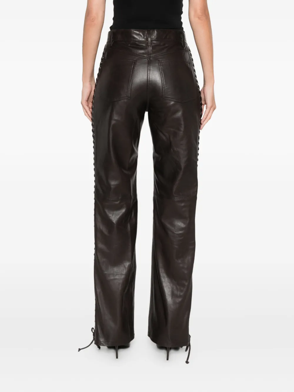 Rotate Birger Christensen Eyelet-detail Trousers In Brown