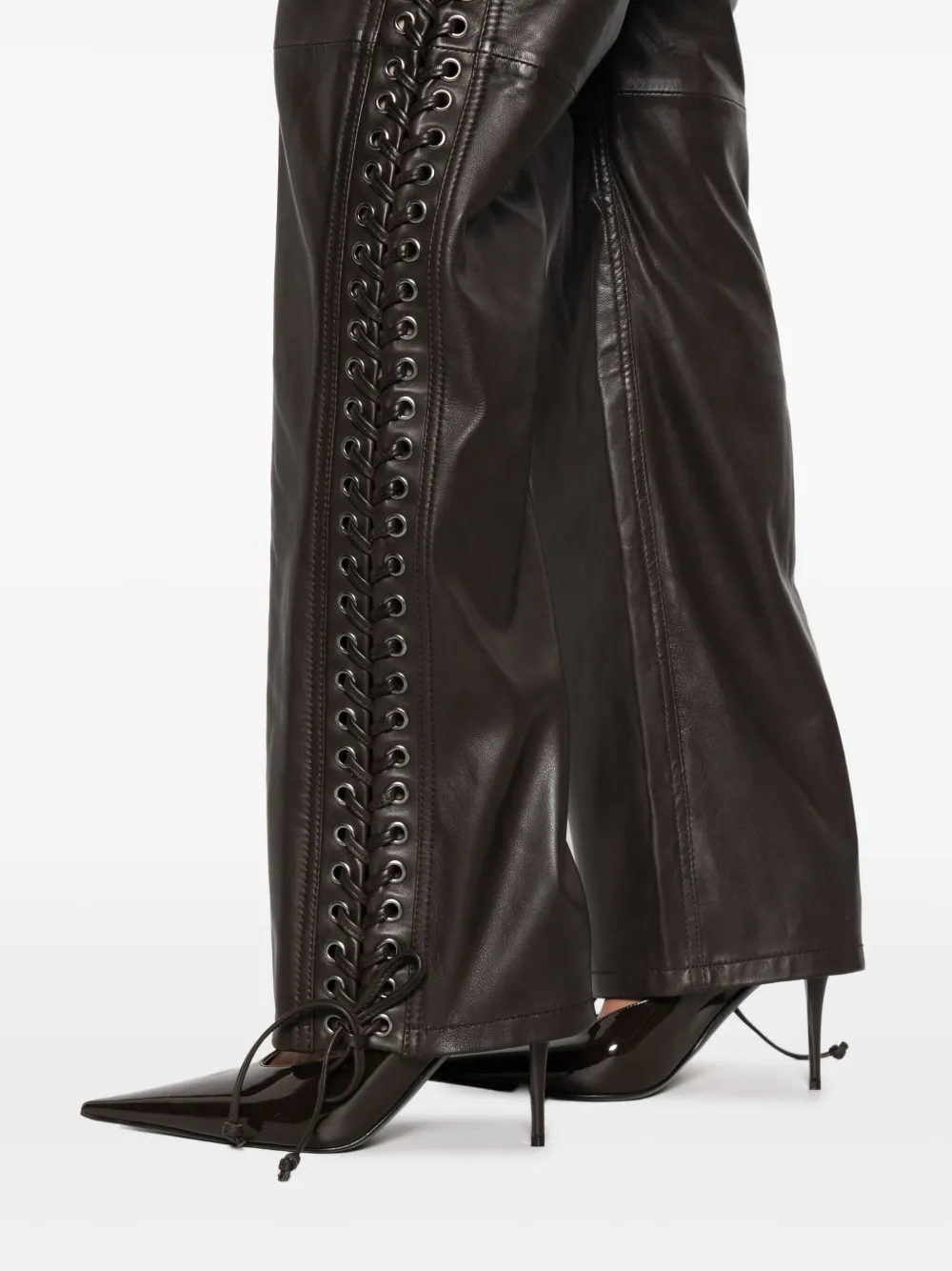 Rotate Birger Christensen Eyelet-detail Trousers In Brown