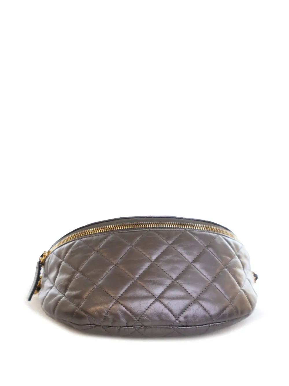 Pre-owned Chanel 2021-2025 Quilted Metallic Aged Calfskin Cc Jewel Belt Bag In Gray