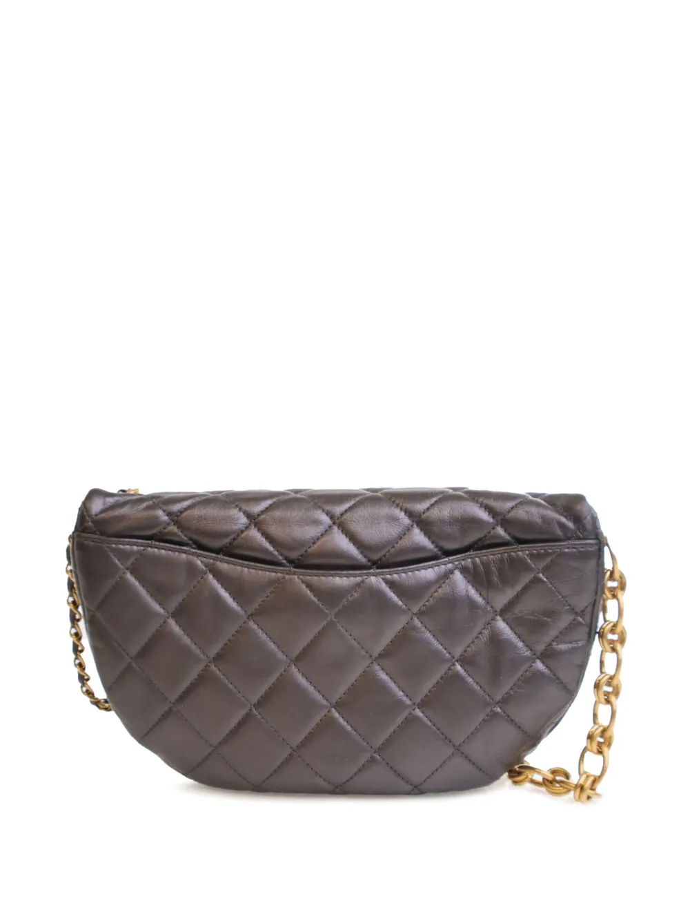 Pre-owned Chanel 2021-2025 Quilted Metallic Aged Calfskin Cc Jewel Belt Bag In Gray