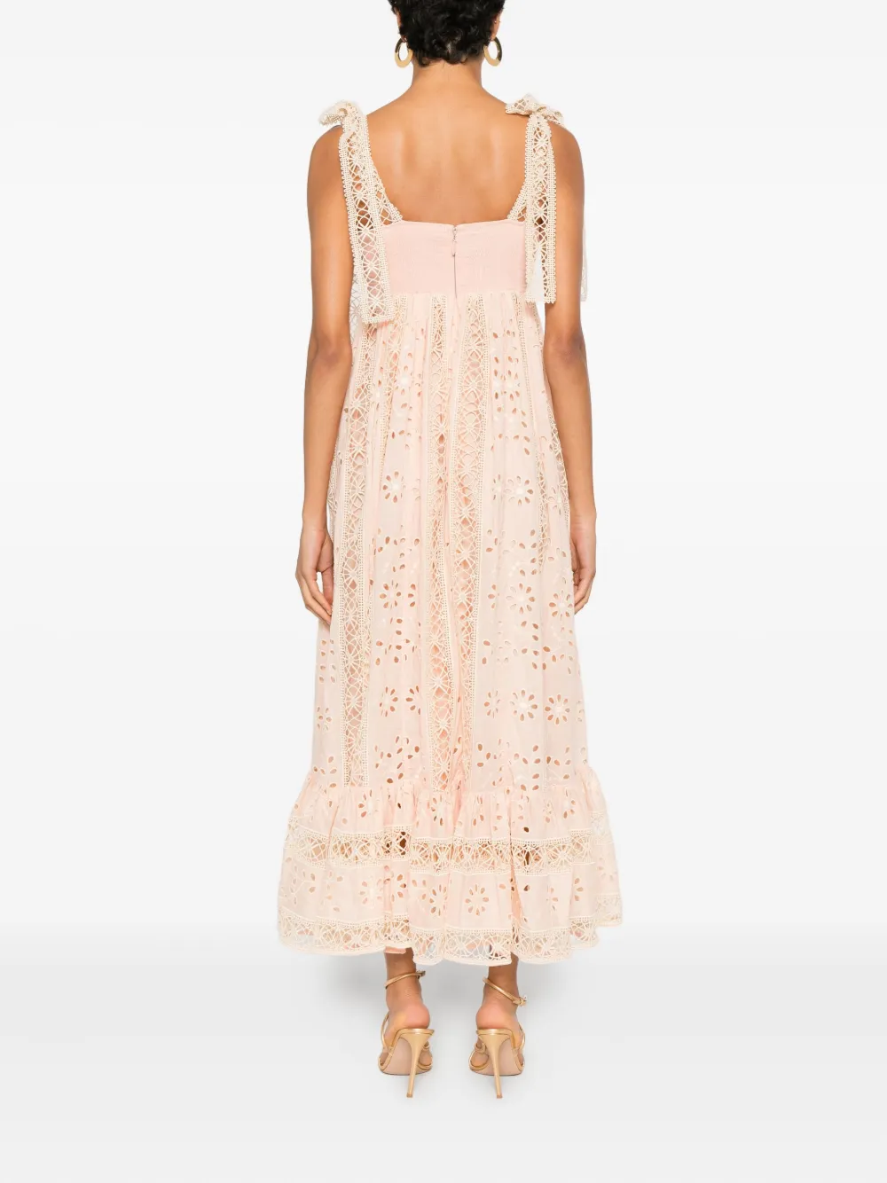 ZIMMERMANN Awaken maxi-jurk verfraaid met ringlets en ruches Roze