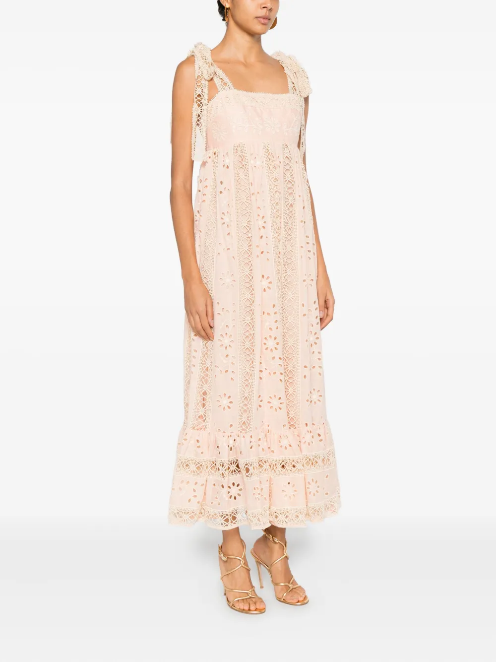 ZIMMERMANN Awaken maxi-jurk verfraaid met ringlets en ruches Roze